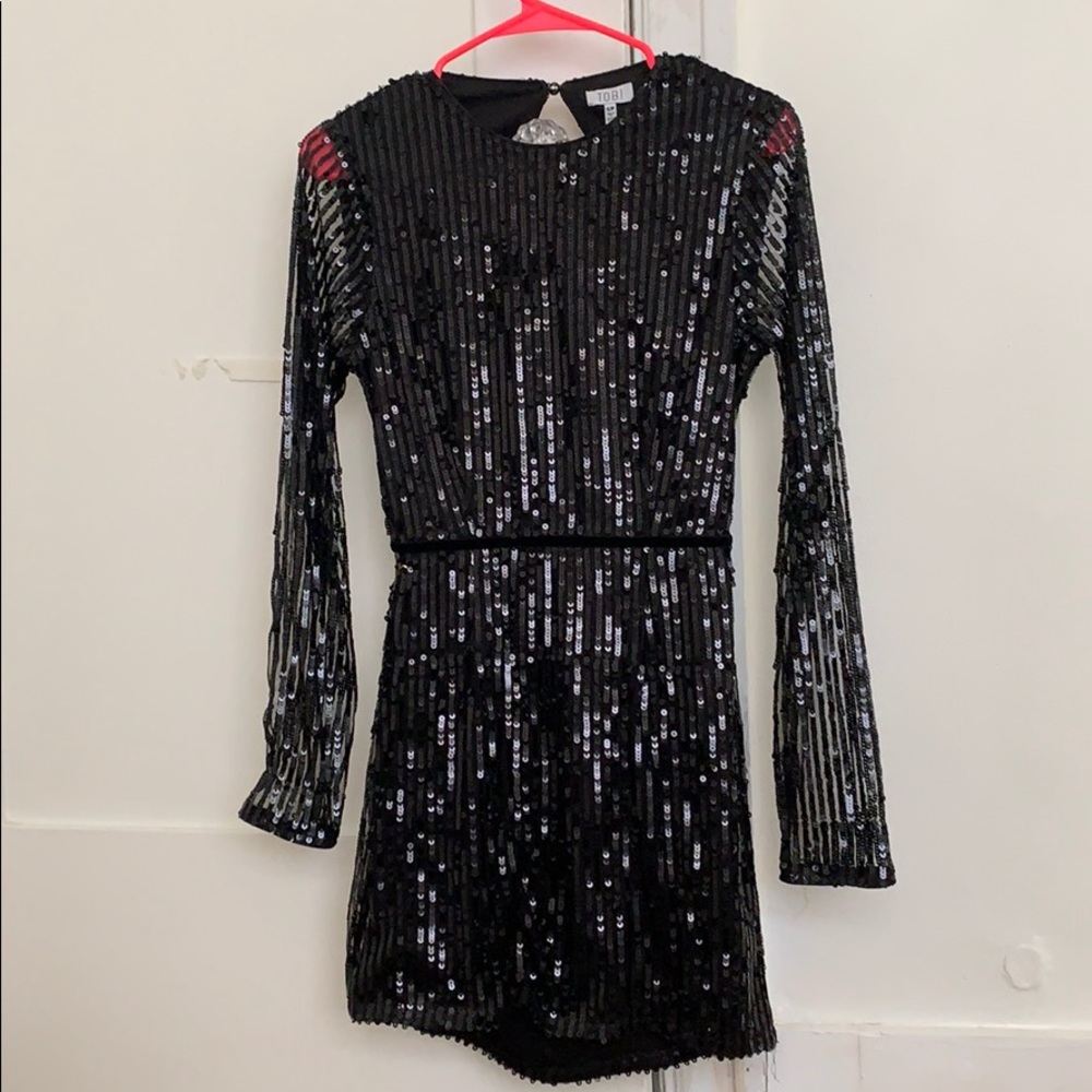 Tobi Black Sequin Mini Dress